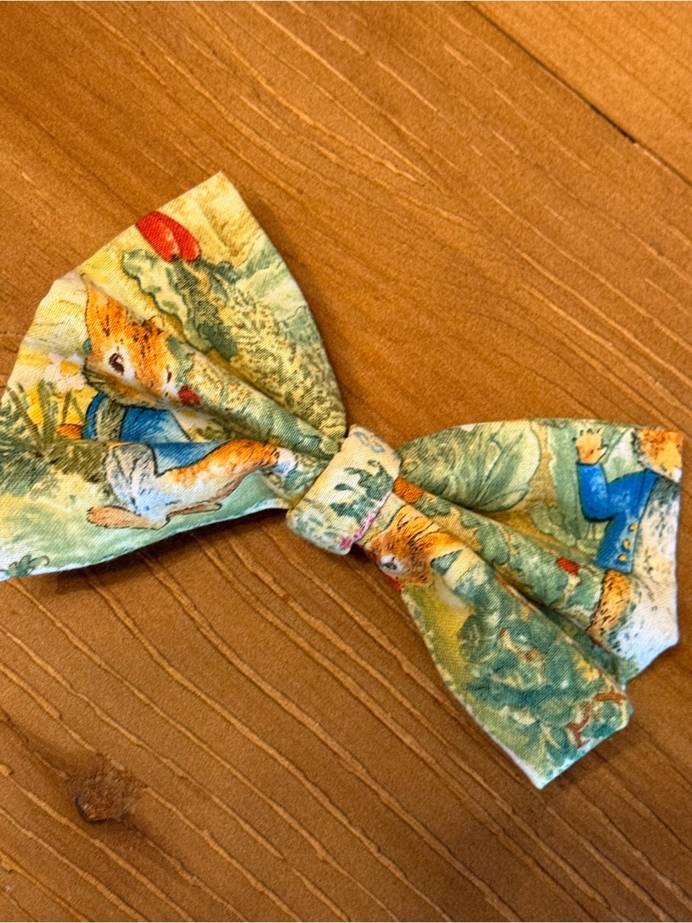 Peter rabbit Kids Bow Hair Clip in Pastel Green Storybook Print